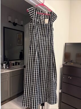 A New Day Black and White Gingham Midi Dress